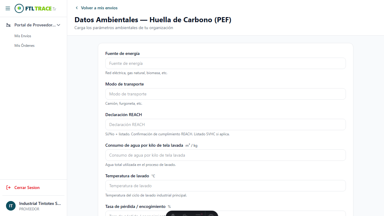 Formulario lavandería